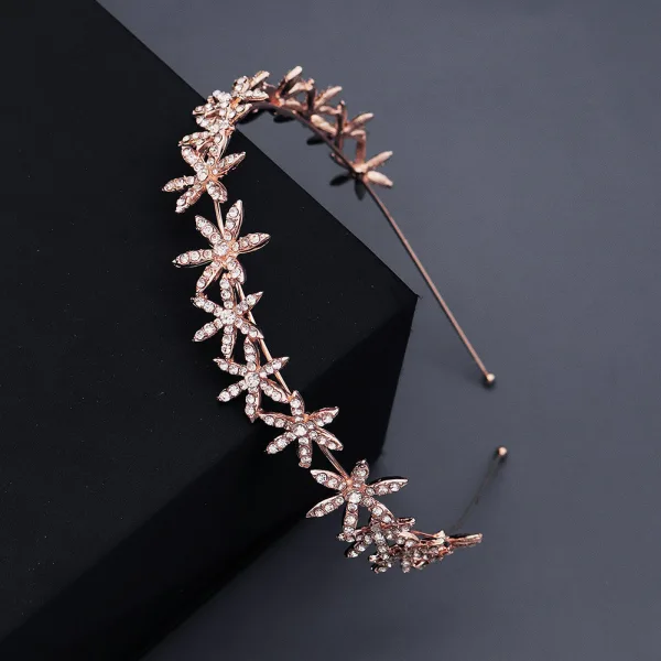 Enkla Silver Rhinestone Blomma Hair Hoop Brud Huvudbonad 2020 Metall Hårsmycken Bröllop Tillbehör