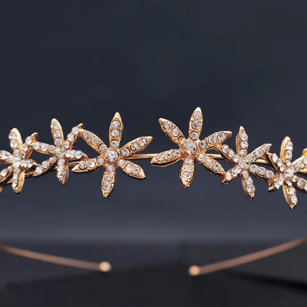 Enkla Silver Rhinestone Blomma Hair Hoop Brud Huvudbonad 2020 Metall Hårsmycken Bröllop Tillbehör