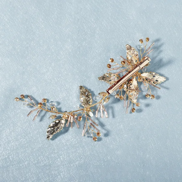 Chic / Beautiful Gold Headpieces Wedding Accessories 2020 Alloy Crystal Rhinestone Bridal Hair Accessories