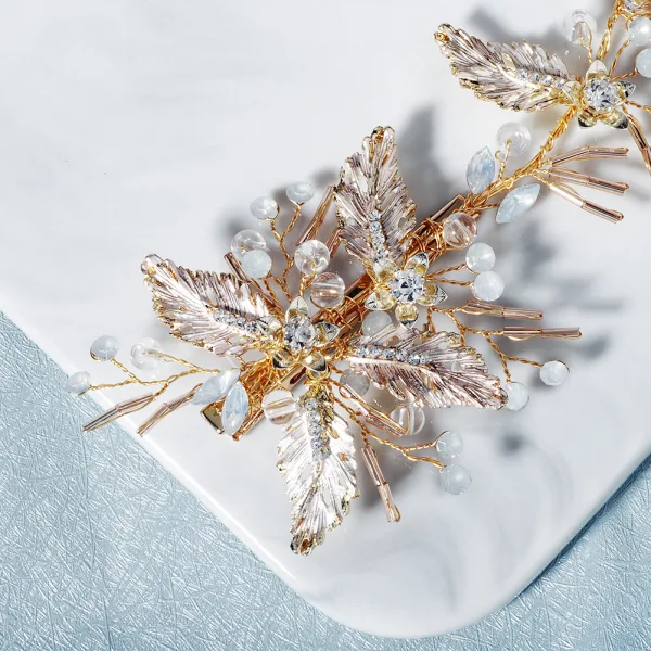 Chic / Beautiful Gold Headpieces Wedding Accessories 2020 Alloy Crystal Rhinestone Bridal Hair Accessories