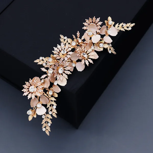 Snygga / Fina Guld Hårsmycken 2020 Legering Rhinestone Brud Huvudbonad