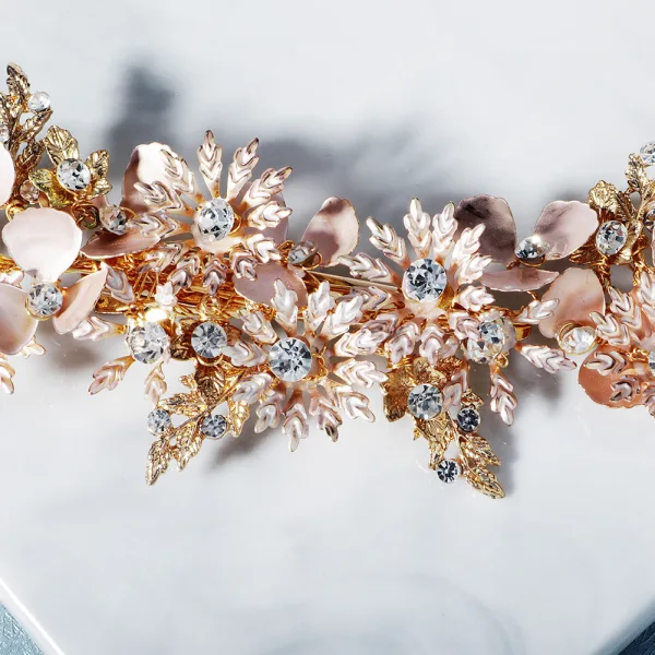 Snygga / Fina Guld Hårsmycken 2020 Legering Rhinestone Brud Huvudbonad