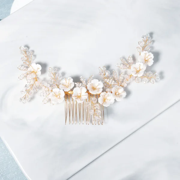 Charming Gold Bridal Hair Accessories 2020 Alloy Flower Beading Crystal Headpieces Wedding Accessories