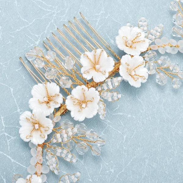 Charming Gold Bridal Hair Accessories 2020 Alloy Flower Beading Crystal Headpieces Wedding Accessories