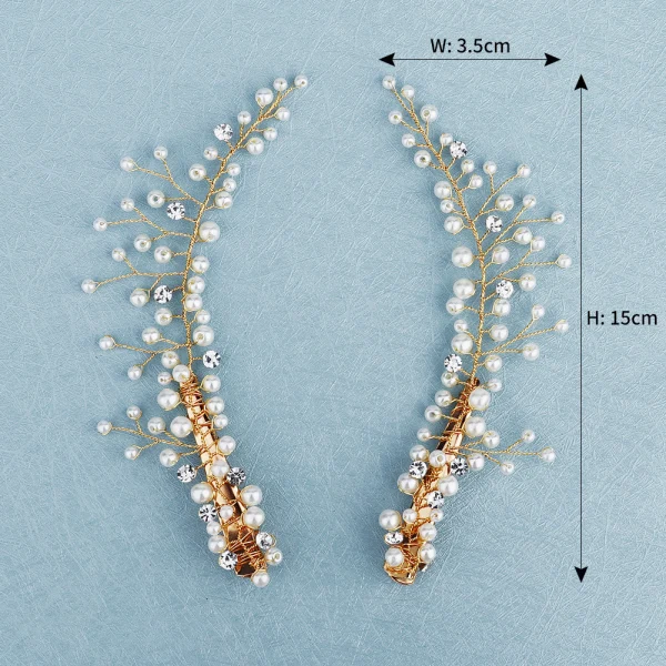 Fine Gull Hodepynt Har Tilbehor 2020 Legering Perle Rhinestone Bryllup Tilbehør