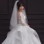 Illusion White See-through Bridal Wedding Dresses 2020 Ball Gown Scoop Neck 3/4 Sleeve Backless Beading Appliques Lace Cathedral Train Ruffle