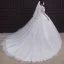 Vintage / Originale Blanche La Mariée Robe De Mariée 2020 Empire Transparentes Col v profond 3/4 Manches Appliques En Dentelle Perlage Volants Tribunal Train