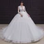 Vintage / Originale Blanche La Mariée Robe De Mariée 2020 Empire Transparentes Col v profond 3/4 Manches Appliques En Dentelle Perlage Volants Tribunal Train