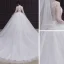 Vintage / Originale Blanche La Mariée Robe De Mariée 2020 Empire Transparentes Col v profond 3/4 Manches Appliques En Dentelle Perlage Volants Tribunal Train