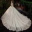 High-end Ivory Bridal Wedding Dresses 2020 Ball Gown See-through Scoop Neck Short Sleeve Backless Appliques Lace Beading Pearl Cathedral Train