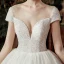 High-end Ivory Bridal Wedding Dresses 2020 Ball Gown See-through Scoop Neck Short Sleeve Backless Appliques Lace Beading Pearl Cathedral Train