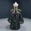 Vintage / Originale Quinceañera Noire Robe De Bal 2020 Robe Boule Encolure Carrée Sans Manches Étoile Brodé Paillettes Asymétrique Dos Nu Volants Robe De Ceremonie