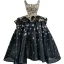 Vintage / Originale Quinceañera Noire Robe De Bal 2020 Robe Boule Encolure Carrée Sans Manches Étoile Brodé Paillettes Asymétrique Dos Nu Volants Robe De Ceremonie