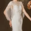 Chic / Belle Ivoire Satin Transparentes Robe De Mariée 2020 Trompette / Sirène Encolure Dégagée Manches Courtes Perlage Gland Appliques En Dentelle Tribunal Train