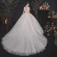Vintage Ivory / Creme Spitze Hochzeits Brautkleider / Hochzeitskleider 2020 Ballkleid Stehkragen Perlenstickerei Kurze Ärmel Rückenfreies Perle Kapelle-Schleppe Rüschen