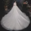 Vintage / Retro White Bridal Wedding Dresses 2020 Ball Gown V-Neck Long Sleeve Beading Glitter Tulle Sequins Cathedral Train Ruffle