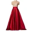 Vintage / Originale Rouge Satin Robe De Bal 2020 Princesse Transparentes Col Haut Manches Courtes Perlage Faux Diamant Paillettes Train De Balayage Volants Robe De Ceremonie