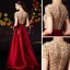 Vintage / Originale Rouge Satin Robe De Bal 2020 Princesse Transparentes Col Haut Manches Courtes Perlage Faux Diamant Paillettes Train De Balayage Volants Robe De Ceremonie