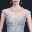 Haut de Gamme Transparentes Robe De Soirée 2020 Trompette / Sirène Encolure Dégagée Sans Manches Perlage Paillettes Faux Diamant Train De Balayage Volants Robe De Ceremonie