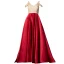 Fashion Red Satin Prom Dresses 2020 A-Line / Princess V-Neck Short Sleeve Beading Rhinestone Sweep Train Ruffle Backless Formal Dresses