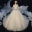Romantic Champagne Bridal Wedding Dresses 2020 Ball Gown Off-The-Shoulder Short Sleeve Backless Appliques Lace Beading Glitter Tulle Cathedral Train Ruffle