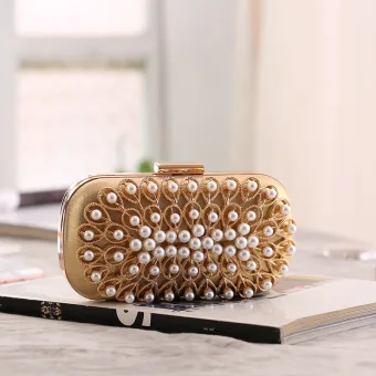 Charming Gold Pearl Square Clutch Bags 2020