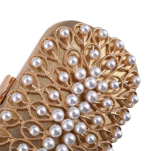 Charming Gold Pearl Square Clutch Bags 2020