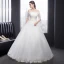 Simple Église Robe De Mariée 2017 En Dentelle Dos Nu 1/2 Manches De l'épaule Blanche Robe Boule Longue