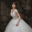 High End Ivory / Creme Spitze Brautkleider / Hochzeitskleider 2020 Ballkleid Durchsichtige Tiefer V-Ausschnitt Kurze Ärmel Rückenfreies Handgefertigt Perlenstickerei Glanz Tülle Lange Rüschen