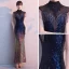 Scintillantes Multi-Couleurs Robe De Soirée 2020 Trompette / Sirène Transparentes Col Haut Sans Manches Appliques En Dentelle Perlage Faux Diamant Gland Longue Robe De Ceremonie