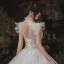 Vintage / Originale Ivoire Jardin / Extérieur Robe De Mariée 2020 Robe Boule Transparentes Col Haut Sans Manches Dos Nu Appliques Paillettes Perlage Longue Volants