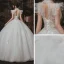 Vintage / Originale Ivoire Jardin / Extérieur Robe De Mariée 2020 Robe Boule Transparentes Col Haut Sans Manches Dos Nu Appliques Paillettes Perlage Longue Volants