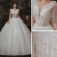 Elegant Ivory Outdoor / Garden Wedding Dresses 2020 Ball Gown See-through Deep V-Neck Sleeveless Backless Appliques Flower Pearl Beading Tassel Glitter Tulle Floor-Length / Long Ruffle