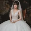Chic / Beautiful Ivory Outdoor / Garden Wedding Dresses 2020 Ball Gown See-through Deep V-Neck Sleeveless Backless Beading Floor-Length / Long Ruffle