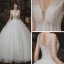 Chic / Beautiful Ivory Outdoor / Garden Wedding Dresses 2020 Ball Gown See-through Deep V-Neck Sleeveless Backless Beading Floor-Length / Long Ruffle