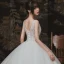 Chic / Beautiful Ivory Outdoor / Garden Wedding Dresses 2020 Ball Gown See-through Deep V-Neck Sleeveless Backless Beading Floor-Length / Long Ruffle