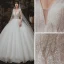 Chic / Beautiful Ivory Outdoor / Garden Wedding Dresses 2020 Ball Gown See-through Deep V-Neck Sleeveless Backless Beading Floor-Length / Long Ruffle