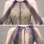 Fashion Purple Evening Dresses  2020 A-Line / Princess Scoop Neck Sleeveless Appliques Sequins Beading Sweep Train Ruffle Backless Formal Dresses