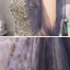 Fashion Purple Evening Dresses  2020 A-Line / Princess Scoop Neck Sleeveless Appliques Sequins Beading Sweep Train Ruffle Backless Formal Dresses