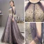 Fashion Purple Evening Dresses  2020 A-Line / Princess Scoop Neck Sleeveless Appliques Sequins Beading Sweep Train Ruffle Backless Formal Dresses