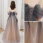 Eleganckie Szary Gradient-Kolorów Brązowy Sukienki Wieczorowe 2020 Princessa Spaghetti Pasy Kótkie Rękawy Frezowanie Cekiny Cekinami Tiulowe Długie Wzburzyć Bez Pleców