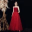 Chic / Beautiful Red Prom Dresses 2020 A-Line / Princess Shoulders Sleeveless Beading Glitter Tulle Floor-Length / Long Ruffle Backless Formal Dresses