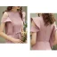Affordable Blushing Pink Bridesmaid Dresses 2020 A-Line / Princess Short Sleeve Sash Split Front Ankle Length