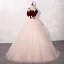Chic / Beautiful Blushing Pink Burgundy Prom Dresses 2020 Ball Gown Shoulders Short Sleeve Appliques Lace Floor-Length / Long Ruffle Backless Formal Dresses