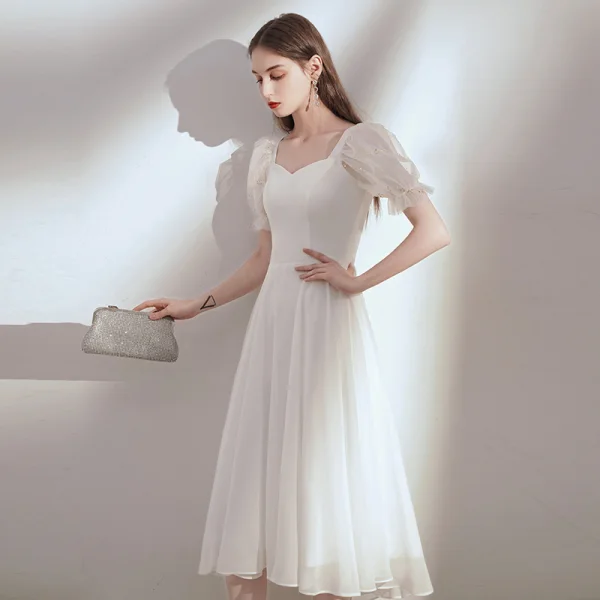 Chic Beautiful White Chiffon Homecoming Graduation Dresses 2020 A-Line Princess Square Chic Beautiful White Chiffon Homecoming Graduation Dresses 2020 A-Line Princess Square