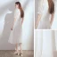 Chic / Belle Blanche Chiffon de retour Robe De Graduation 2020 Princesse Encolure Carrée Gonflée Manches Courtes Thé Longueur Volants Dos Nu Robe De Ceremonie