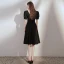 Style Victorien Noire de retour Robe De Graduation 2020 Princesse Encolure Carrée Gonflée Manches Courtes Noeud Mi-Longues Volants Dos Nu Robe De Ceremonie