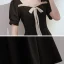 Style Victorien Noire de retour Robe De Graduation 2020 Princesse Encolure Carrée Gonflée Manches Courtes Noeud Mi-Longues Volants Dos Nu Robe De Ceremonie