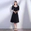 Modest / Simple Black Homecoming Graduation Dresses 2020 A-Line / Princess Off-The-Shoulder Puffy Short Sleeve Backless Tea-length Ruffle Little Black Dress