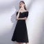 Modest / Simple Black Homecoming Graduation Dresses 2020 A-Line / Princess Off-The-Shoulder Puffy Short Sleeve Backless Tea-length Ruffle Little Black Dress
